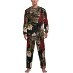 Gothic Floral Skull Dark Aesthetic Graphic Men’s Pajamas Set