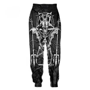 Gothic Goat Skull Demon Occult Print Men's Sweatpants