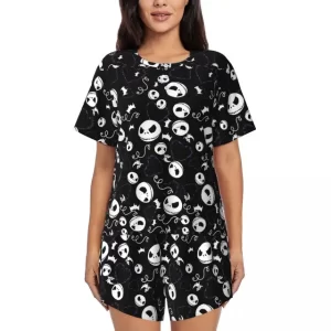 Gothic Jack Skellington Cartoon Skull Women’s Pajamas Set