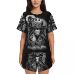 Gothic Jack Skellington Skeleton Black Women’s Pajamas Set