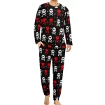 Gothic Love Heart Skull Crossbones Men’s Pajamas Set