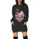 Gothic Mushroom Cracked Skull Art Women's Hoodie Dress