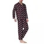 Gothic Pink Heart Star Skull Icon Black Men’s Pajamas Set