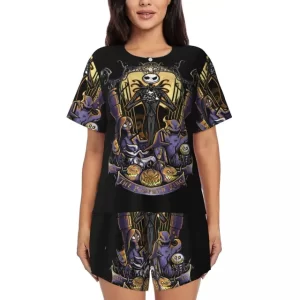 Gothic Pumpkin King Skeleton Art Women’s Pajamas Set