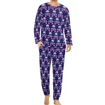 Gothic Purple Skull Crossbones Pattern Men’s Pajamas Set