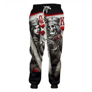 Gothic Queen and King Hearts Skull Graphic Men's Joggers