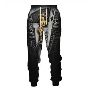 Gothic Royal Skeleton Playing Cards Print Men's Sweatpants