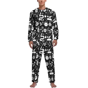 Gothic Spooky Skull Snake Symbols Men’s Pajamas Set