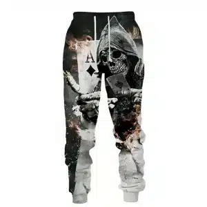 Grunge Flaming Reaper Skeleton Card Horror Men's Joggers