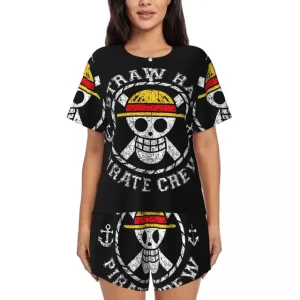 Grunge Straw Hat Pirate Crew Skull Women’s Pajamas Set