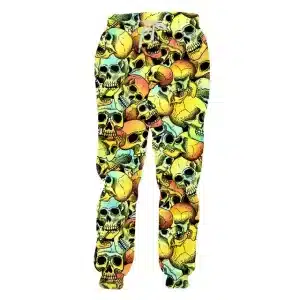 Retro Gothic Yellow Skull Pattern Menn's Joggers