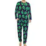 Haunted Green Zombie Skull Horror Men’s Pajamas Set