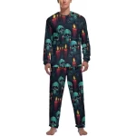 Haunted Skull Candle Print Dark Horror Men’s Pajamas Set