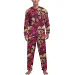 Horror Blood Red Swirl Skulls Pattern Men's Pajamas Set