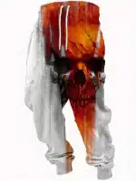 Horror Fiery Orange Skull Stitch Men's Sweatpants