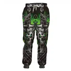 Horror Green-Eyed Monster Skull Horns Menn's Joggers