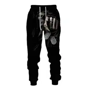 Horror Grim Reaper Skeleton Dog Tag Black Men's Joggers