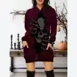 Horror Tearing Reaper Skull Women's Hoodie Dress