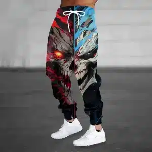 Inferno Flame & Ice Dual Skull Graphic Men's Joggers