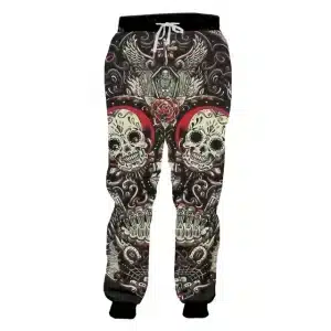 Intricate Gothic Sugar Skulls Rose Coffin Men's Joggers