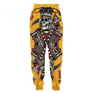 King of Hearts Skeleton Scythe Yellow Men's Sweatpants