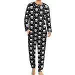 Minimalist Cartoon Skull Crossbones Men’s Pajamas Set