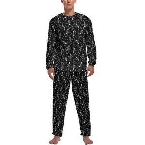 Minimalist Dancing Skeleton Bones Print Men’s Pajamas Set