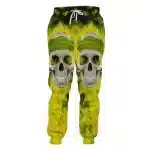 Neon Yellow Flame Bandana Skull Men's Joggers