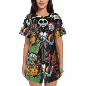 Nightmare Skeleton Characters Print Women’s Pajamas Set