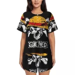 One Piece Straw Hat Skull Grunge Art Women's Pajamas Set