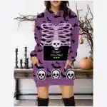 "Oops! You Died" Funny Purple Skeleton Gamer Hoodie Dress