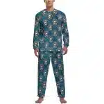 Ornate Skull Gothic Cage Emblem Blue Men’s Pajamas Set