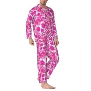 Pink & White Calavera Sugar Skull Pattern Men’s Pajamas Set