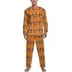 Playful Dancing Skeletons Orange Men’s Pajamas Set