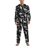 Playful Dancing Skeletons Print Black Men’s Pajamas Set