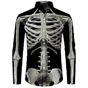 Realistic Skeleton Anatomy Men’s Long Sleeve Dress Shirt