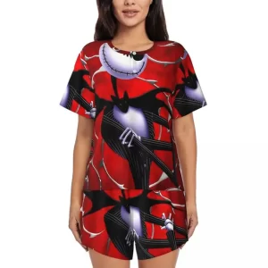 Red Gothic Jack Skellington Skeleton Women’s Pajamas Set