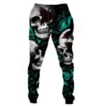 Scary Bloody Skull Teal Roses Art Horror Men's Joggers