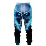 Scary Blue Cosmic Skull Flame Graphic Horror Men's Joggers