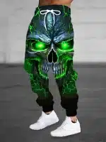 Scary Electric Green Skull Thunder Horror Men's Joggers