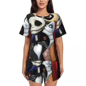 Skeleton Jack & Sally Romantic Art Women’s Pajamas Set