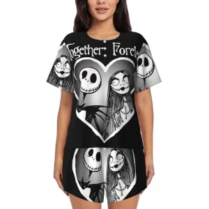 Skeleton Jack & Sally Together Forever Women’s Pajamas Set