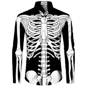 Skeleton Ribcage Cosplay Men’s Long Sleeve Dress Shirt