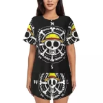 Straw Hat Pirate Skull Compass Logo Women’s Pajamas Set