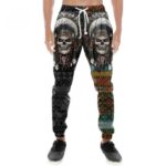 Tribal Chief Skull Ethnic Icons Pattern Men's Joggers