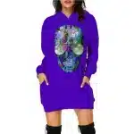 Tropical Pineapple Abstract Skull Logo Blue Hoodie Dress