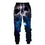 Vibrant Cosmic Skull Galaxy Glow Graphic Men's Joggers