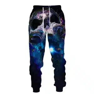 Vibrant Cosmic Skull Galaxy Glow Graphic Men's Joggers