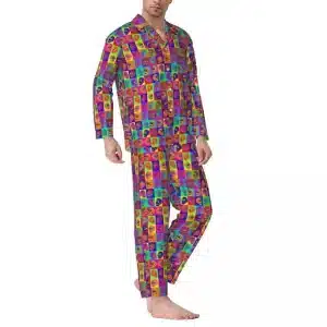 Vibrant Mini Skulls Pop Art Pattern Men’s Pajamas Set