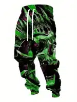 Vibrant Neon Tribal Demon Skull Graphic Men's Joggers